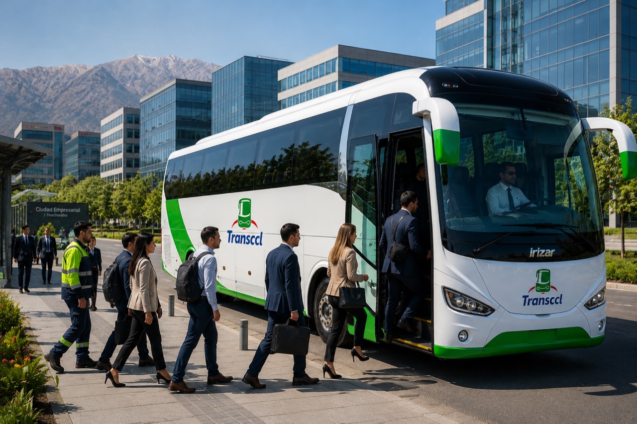 Trabajadores abordando bus Transccl en Ciudad Empresarial